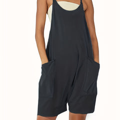 Solid Loose Cami Jumpsuit Double Pockets Casual Jumpsuit