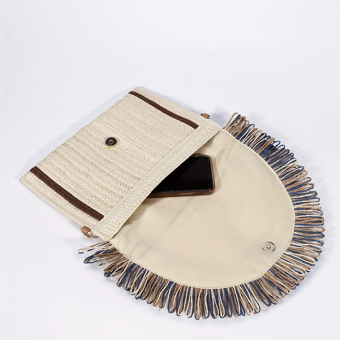 Minimalist Straw Square Bag Clutch Wallet Tassel Purse