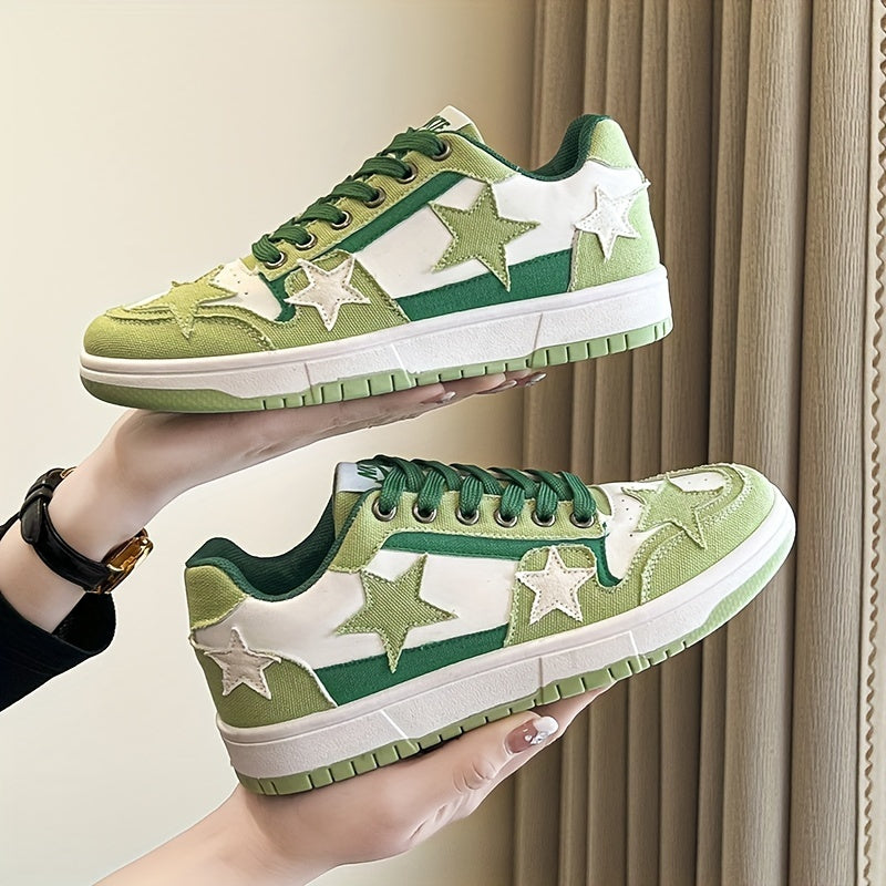 Women's Star Pattern Skate Shoes Lace Up Outdoor Casual Sneakers