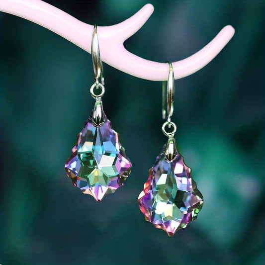 Crystal Maple Leaf Pendant Earrings