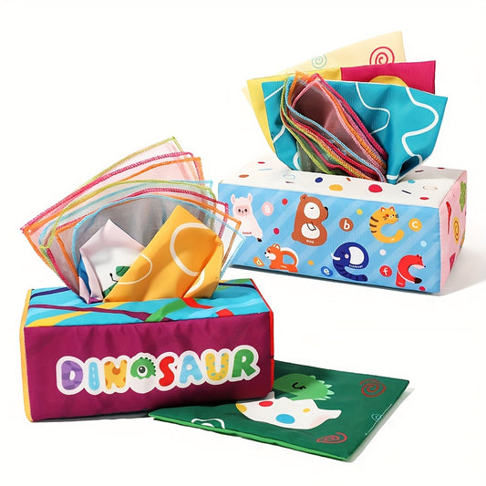 Montessori Tissue Box & Crinkle Paper Sensory Scarves Set