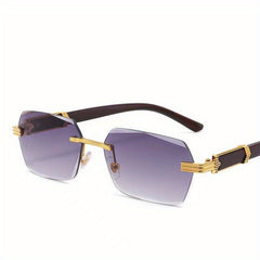 Men's Rimless Cut Edge Sunglasses With Box