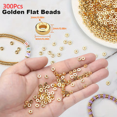 300pcs 6mm Golden & Silver Flat Round Spacer Beads Disc for DIY Jewelry Making