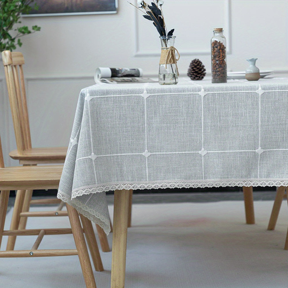 Cotton Linen Rectangle Tablecloth for Family Gathering