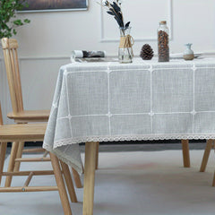 Cotton Linen Rectangle Tablecloth for Family Gathering