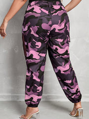 Plus Camo High Waist Belted Joggers