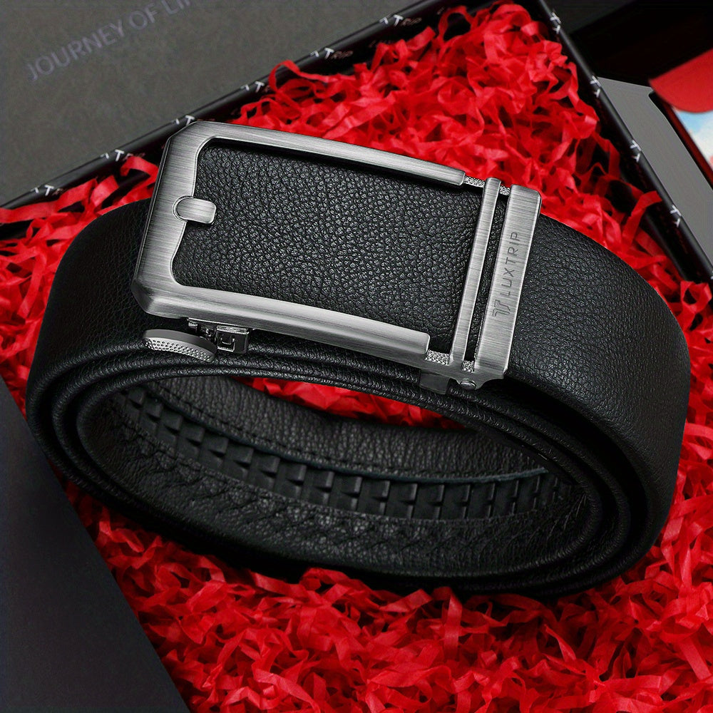 Men's Leather Belt with Automatic Buckle