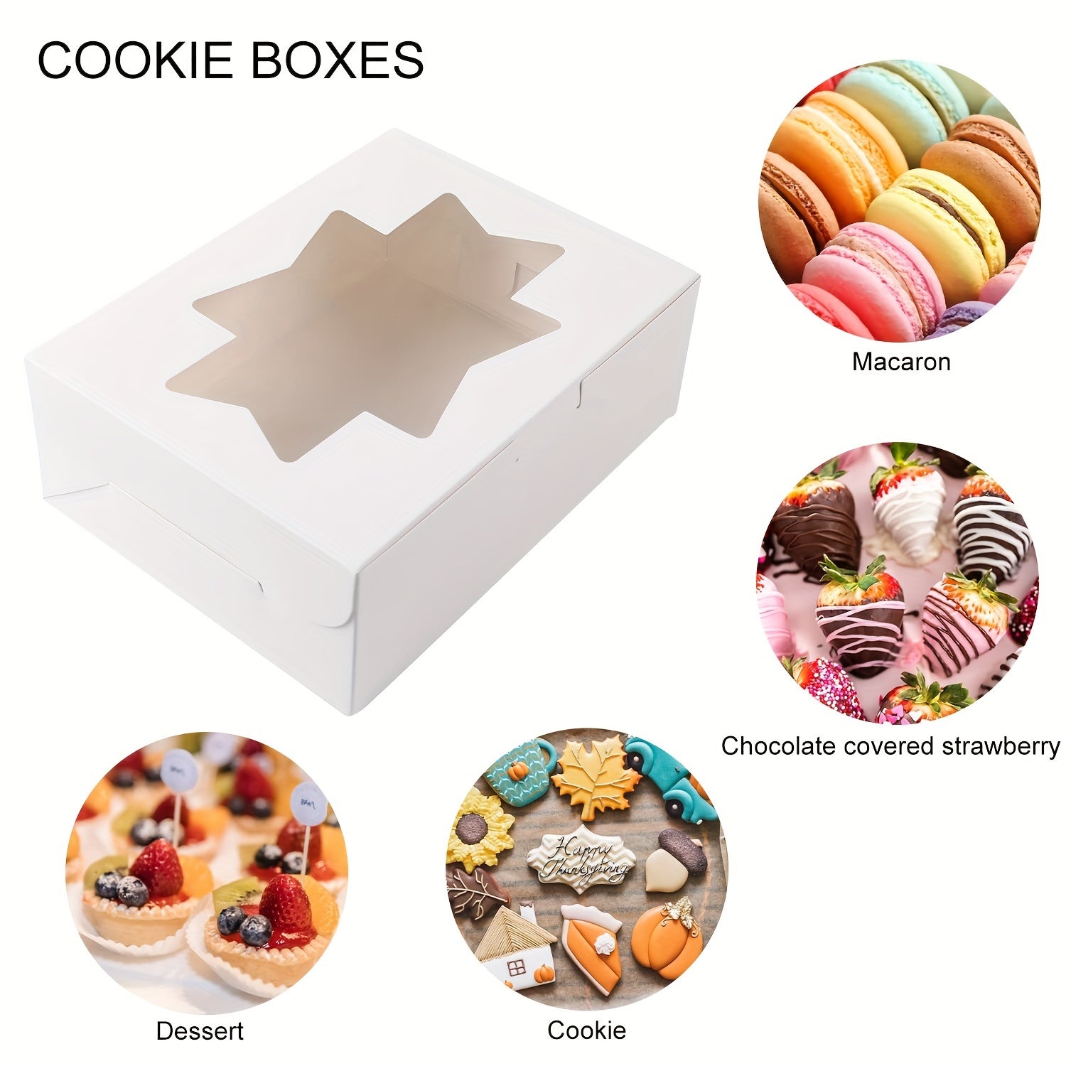24pcs Cookie Bags Bread Boxes With Windows For Gift Packaging