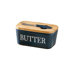 Ceramic Butter Dish With Bamboo Lid - Kitchen Sealed Jar