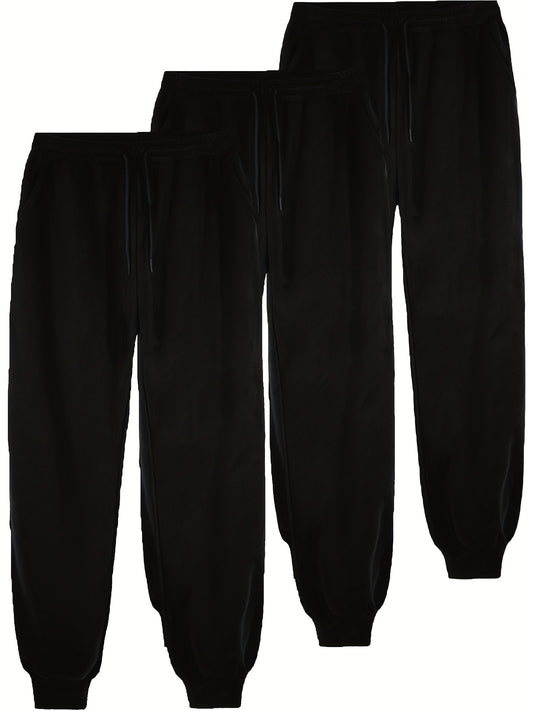 3pcs Men's Comfy Joggers Active Sweatpants Spring Fall Outdoor