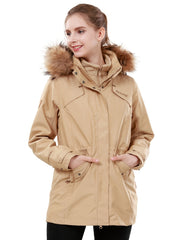 Women's 3 in 1 Ski Hooded Jacket Ladies Windproof Winter Outwear