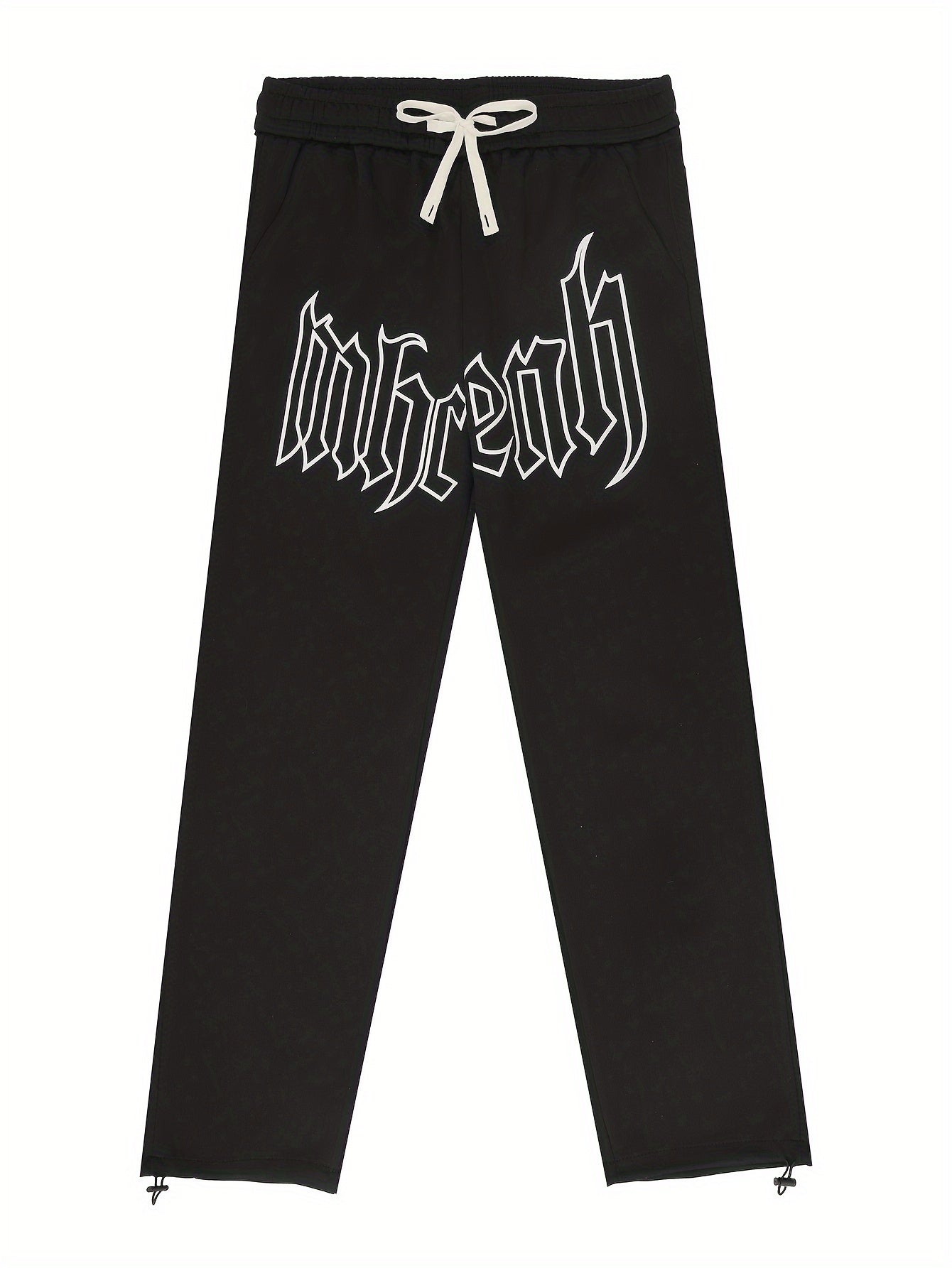 Men's Loose Letters Pattern Pants w/ Pockets Drawstring Trousers