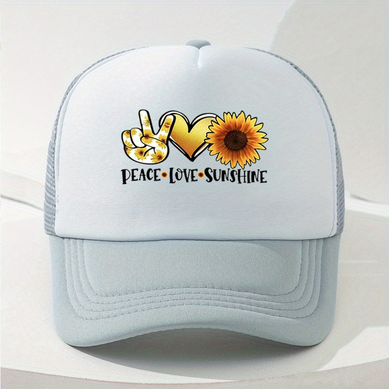 Sunflower Print Baseball Cap Outdoor Sunshade Trucker Hat