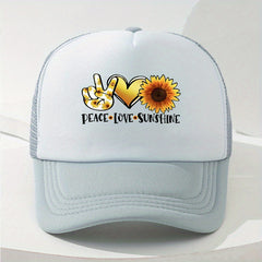 Sunflower Print Baseball Cap Outdoor Sunshade Trucker Hat