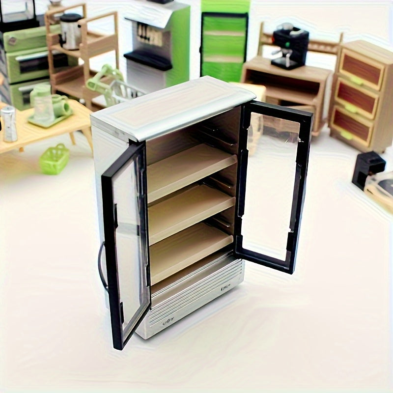 Dollhouse Kitchen Set with Double Door Refrigerator for Room Decoration