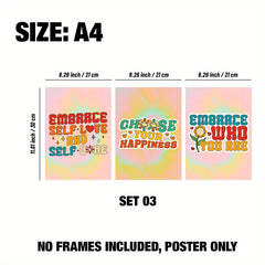3pcs Boho Style Quotes Posters for Kids Room Decor, A4 A3