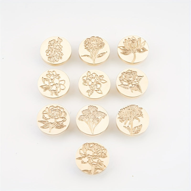 Copper Head Letter Seal Flower Grass Stamp for Embellishment