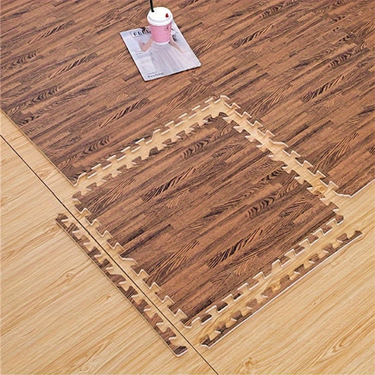 16pcs Plush Puzzle Foam Floor Mat - Interlocking Carpet Fluffy Area Rug