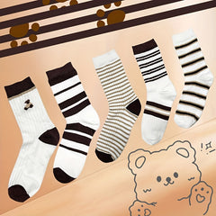 Striped Crew Socks Breathable & Comfy All match Women's Stockings