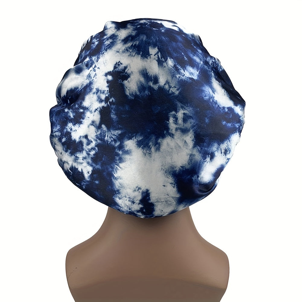 Tie Dye Satin Bonnet Curly Hair Large Silk Cap