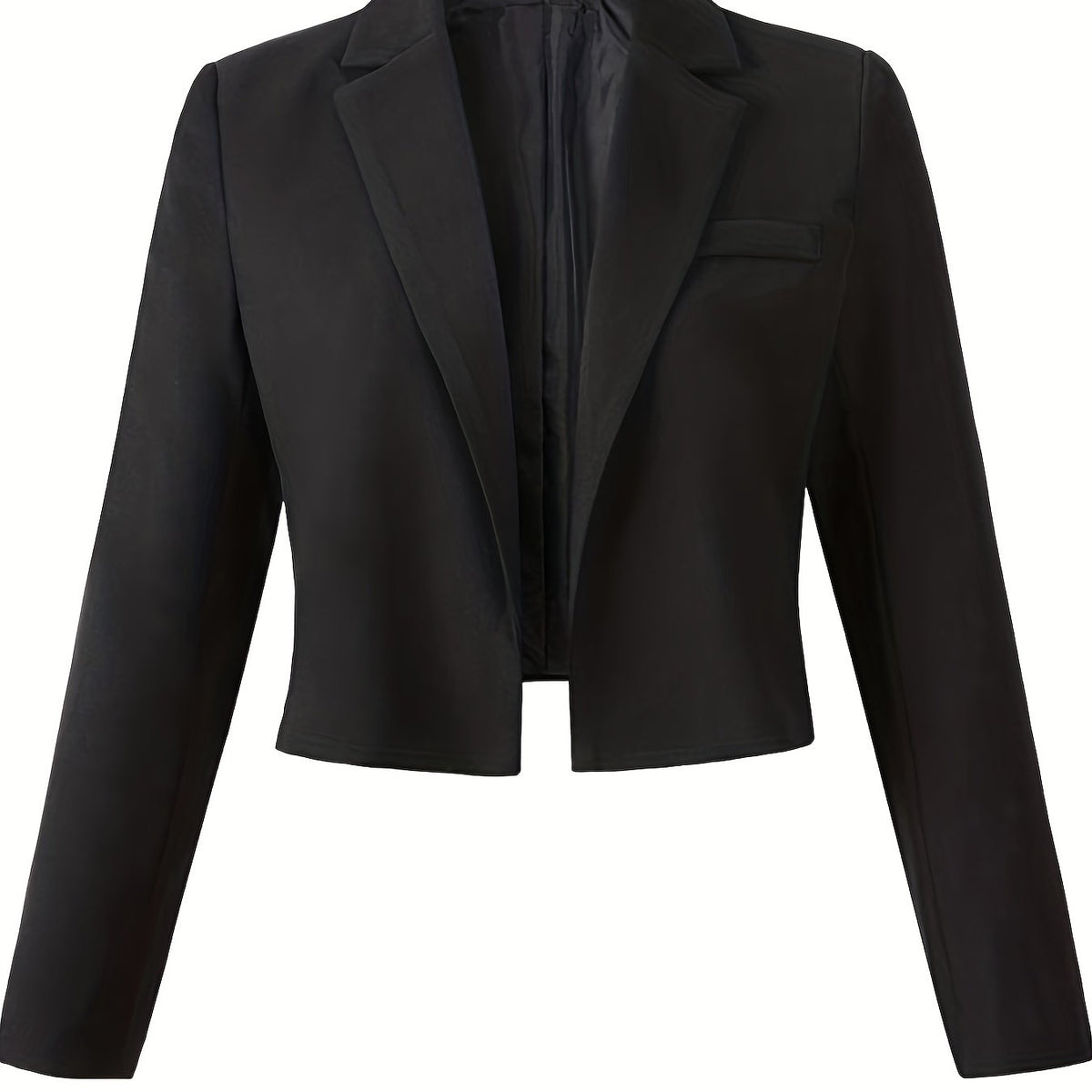 Solid Cropped Blazer Lapel Long Sleeve Work Office Outerwear Women's Clothing