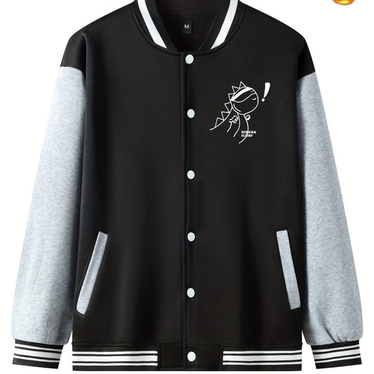 Men's Cartoon Print Baseball Jacket