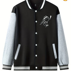 Men's Cartoon Print Baseball Jacket