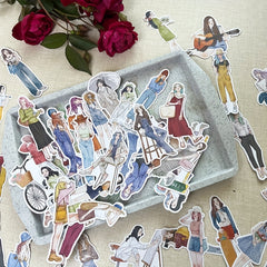 50pcs Female Figures Wear Stickers Decorative Album Material Stickers
