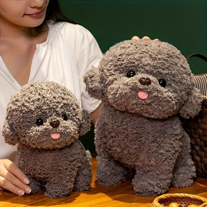 Bichon Frise Plush Toy Realistic Cartoon Dog Animal Gray