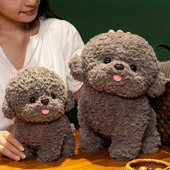 Bichon Frise Plush Toy Realistic Cartoon Dog Animal Gray