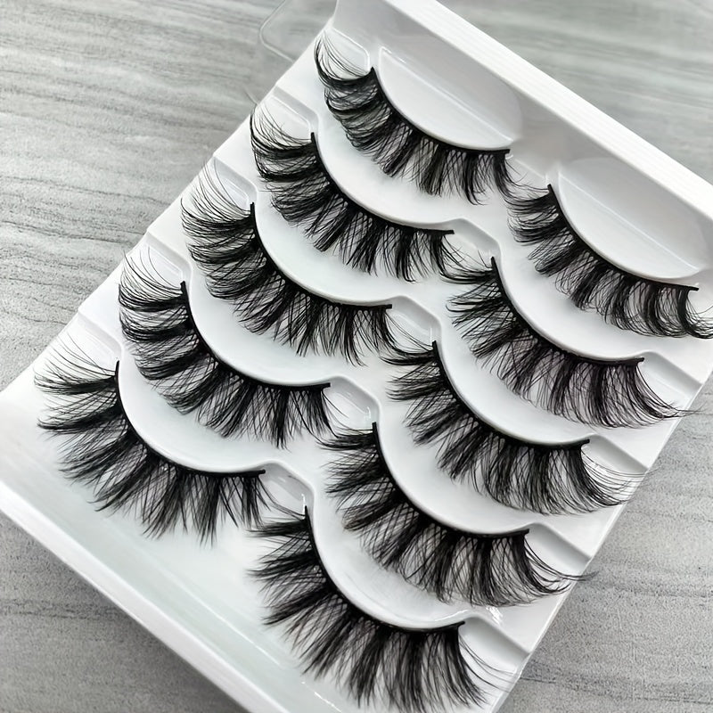 3D False Eyelashes Chemical Fiber Natural Bushy Lashes 5 Pairs