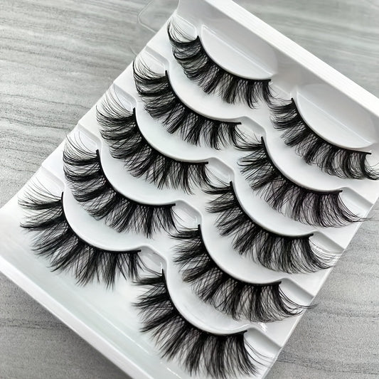 3D False Eyelashes Chemical Fiber Natural Bushy Lashes 5 Pairs