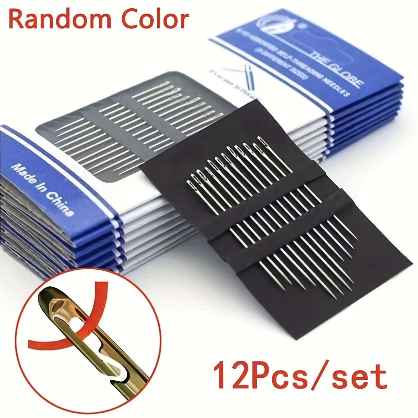 12pcs Side Opening Silvery Tail Blind No Needle Hand Sewing Kit
