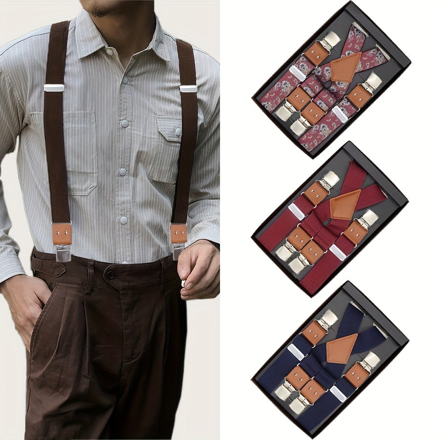Men's Adjustable X Suspenders with Buckles