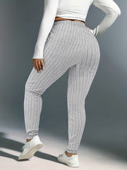  Ribbed High Rise Skinny Trousers