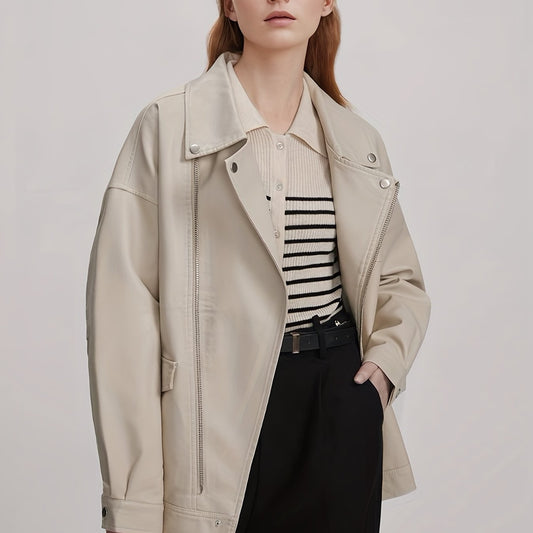 Solid Drop Shoulder Jacket Casual for Fall & Winter