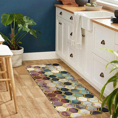 Hexagon Pattern Floor Mat Modern Kitchen Rug Indoor Carpet Colorful