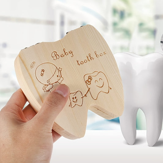 Wooden Baby Tooth Box Keepsake Organizer