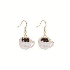Teacup Cat Earrings Lovely Kitty In A Coffee Cup Accessories