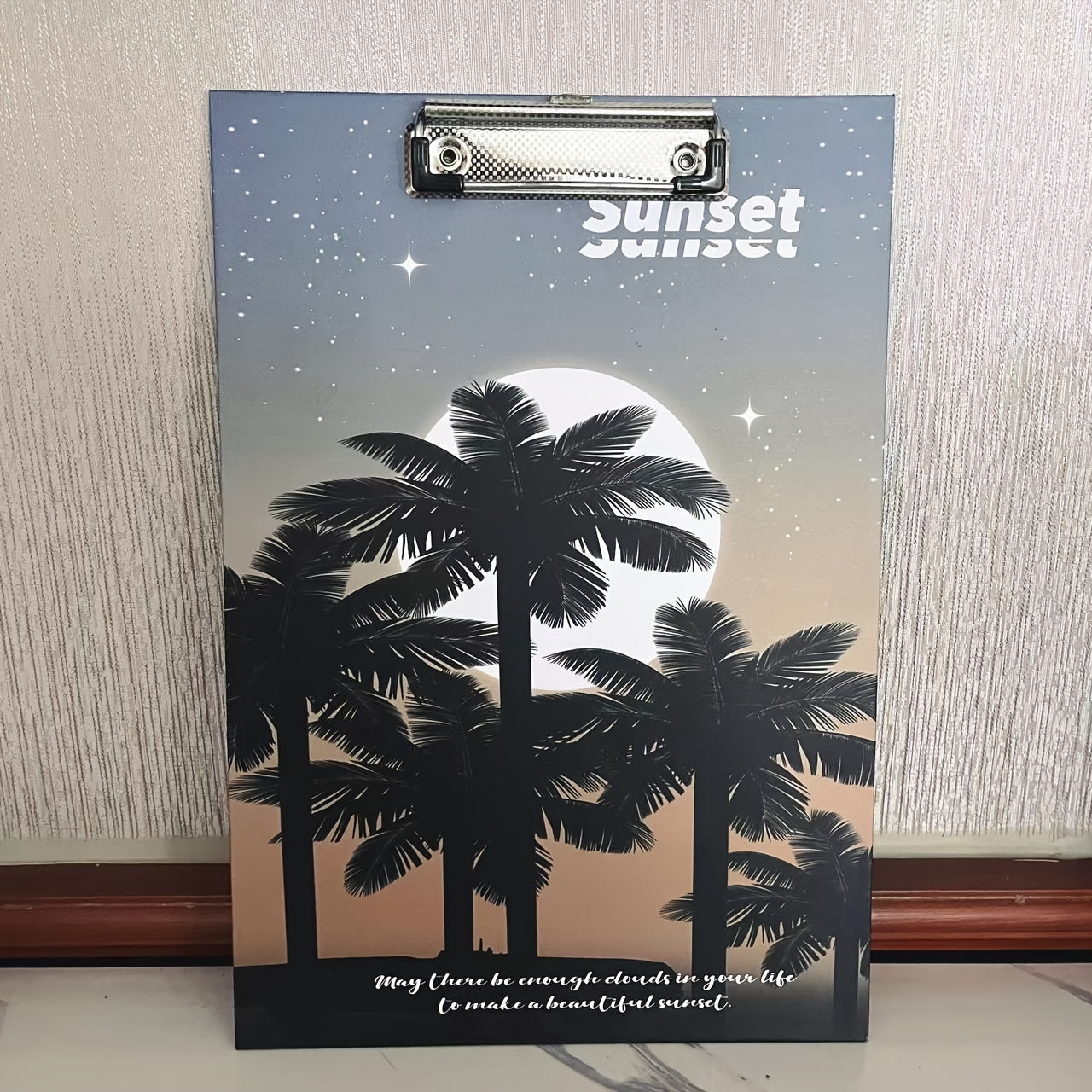 Clipboard Folder Retro Style Board Clip Sunset Tree