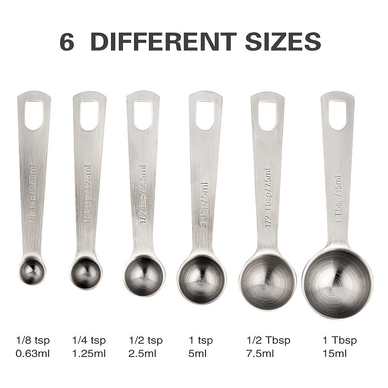 6pcs Stainless Steel Measuring Spoons Cups Set Metric/US Measurements