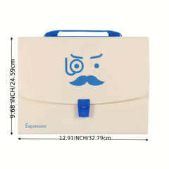Cartoon Expression Organization Bag A4 13 Grids + Label Sticker
