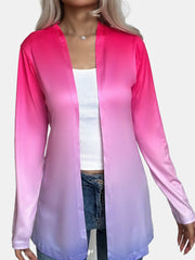  Women's Ombre Print Long Sleeve Cardigan