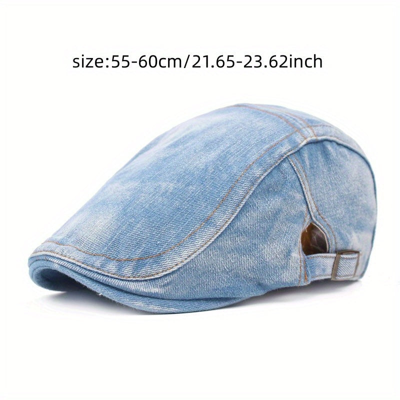 Unisex Distressed Denim Beret Painter Cap Vintage Newsboy Hat