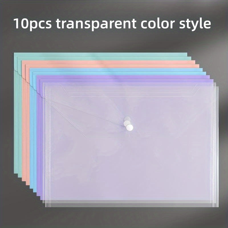 10pcs A4 Clear File Bag Plastic Office Stationery Storage Bag