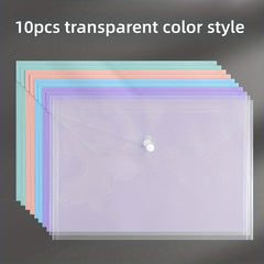 10pcs A4 Clear File Bag Plastic Office Stationery Storage Bag