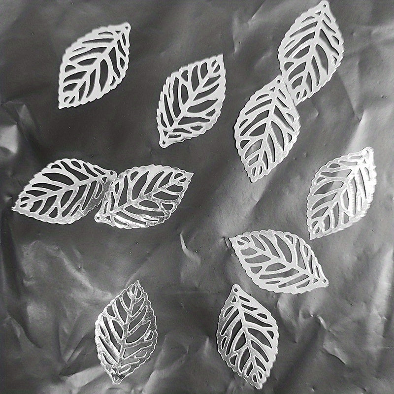 100pcs Leaf Metal Flower Frame Pendant Charm DIY UV Resin Necklace