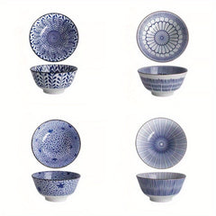 4pcs Underglaze Ceramic Rice Bowls Set 11.43 cm Small Soup Bowl