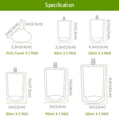52pcs Liquid Storage Bag Reusable Drinking Flasks with Funnels