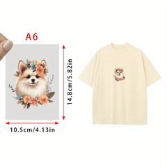Cartoon Dog Pattern Transfer Designs Heat Sublimation Press Appliques
